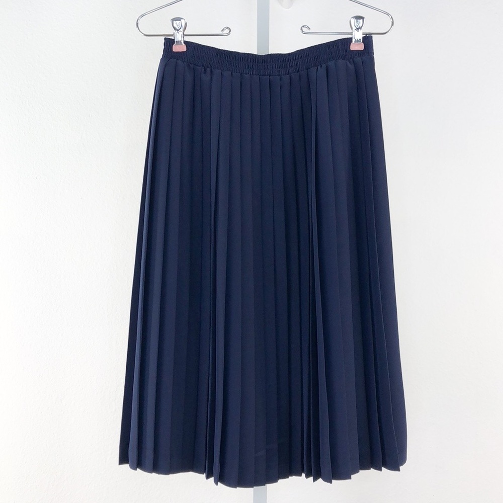 Jamboree New York Navy Elastic Waist Pleated Midi